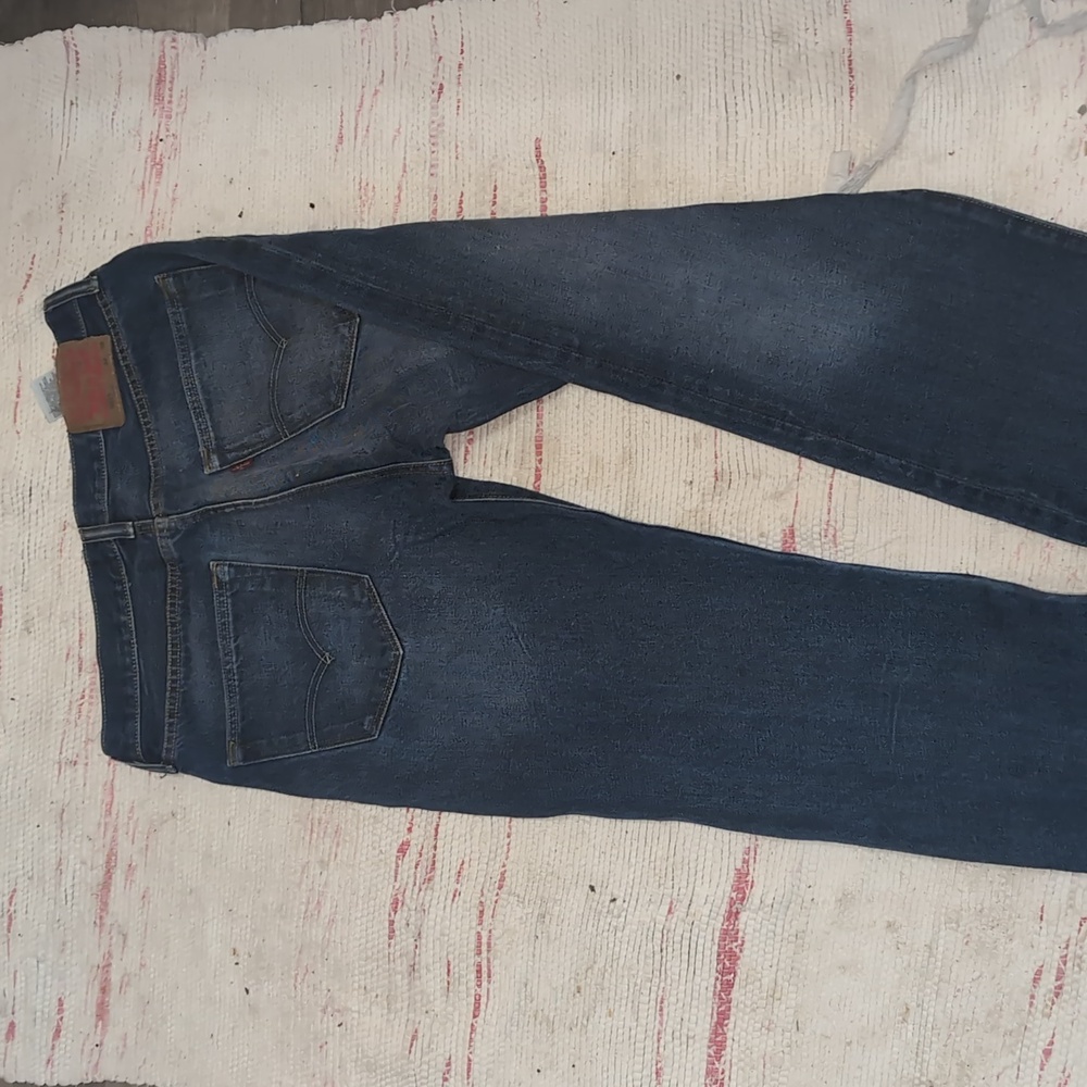 501 Levi's Blue Slim Straight Jeans with Signature Leather Patch - Picture 5 of 8